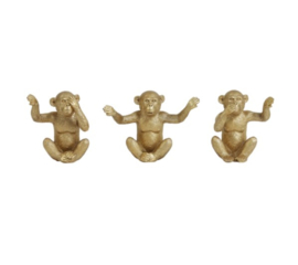 Set van drie goudkleurige apen 28,5x8x14 cm