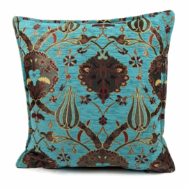 Esperanza Deseo ® kussen - Flowers - turquoise ± 45x45cm (stofcode CTB)