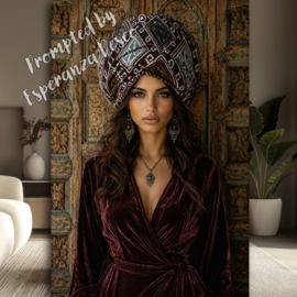 Wall-Art - Canvasdoek "Bohemian girl kelim turban" kies de gewenste maat in het pop-up menu - prijs vanaf: