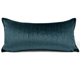 Esperanza Deseo ® kussen - petrol/zeegroen/teal velvet croco ± 30x60cm