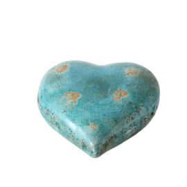 Turquoise hart (terracotta) 15cm x 15cm x 6cm hoog