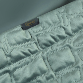 Bedsprei - grijs mint saliegroen fluweel met kroko reliëf 280x260cm