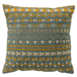 Set van twee kussenhoezen saliegroen met boho print 45x45cm