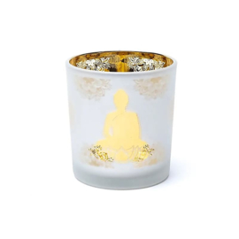 Sfeerlicht Boeddha metallic matglas 7,3 × 8 cm