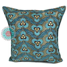 Esperanza Deseo ® kussen - Pansy flowers turquoise ± 45x45cm