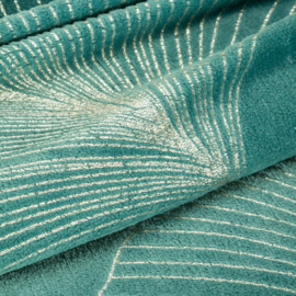 Plaid - superzacht met Ginko motief donker mint groen 150x200cm
