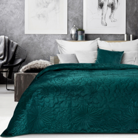 Bedsprei - petrol, teal, zeegroen fluweel 230x260cm