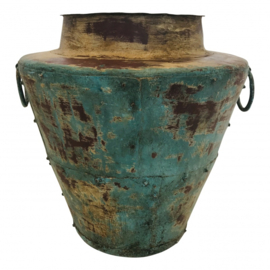 Waterpot bloempot - turquoise, petrol, oranje, geel - 48cm hoog