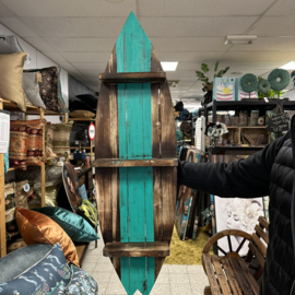 Houten "surfplank" wandrek 100Lx30Bx12Dcm