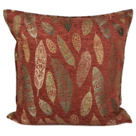 Brick oranje kussen - Boho Feathers ± 60x60cm