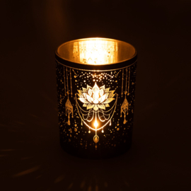Deco Sfeerlicht matglas metallic Mystical Lotus – 10 x 12,5 cm