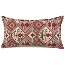 Esperanza Deseo ® kussen - Tribal, roze, creme, rood en grijs ± 30x60cm