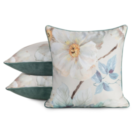 Set van twee prachtige velvet kussens 60x60cm en 30x60cm - wit, mint en blauw