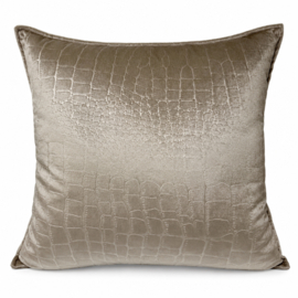 Esperanza Deseo ® kussen - licht taupe (zilvergrijze gloed) velvet croco ± 45x45cm