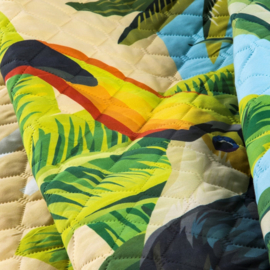 Bedsprei - kinderkamer multi kleuren, tropische vogels en bladeren 170x210cm