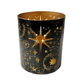 (Fairtrade) Waxinelichthouder metaal sterren 10x9x9cm