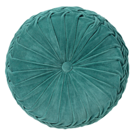 Salie groen - Petrol groen rond kussen - 40cm dia (incl. vulling)