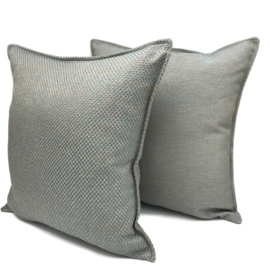 Esperanza Deseo ® kussen - Linnen meubelstof met grote lus - Taupe met licht turquoise ± 45x45cm