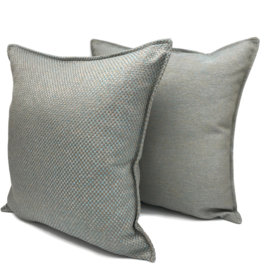 Esperanza Deseo ® kussen - Linnen meubelstof met fijne lus - Taupe met licht turquoise ± 45x45cm