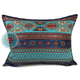 Esperanza Deseo ® kussen - Peru - turquoise met blauw ± 50x70cm