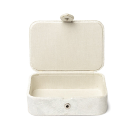 Sieraden- en tarotdoos fluweel gebroken wit met Bloem des Levens en peace teken