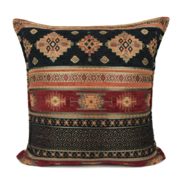 Zwart en rood kussen - Little Peru ± 45x45cm