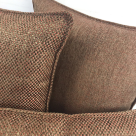 Esperanza Deseo ® kussen - Linnen meubelstof met grote lus - Brons met koraal ± 60x60cm