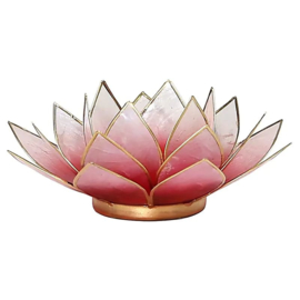 Lotus sfeerlicht rood-roze goudrand 13,5 cm