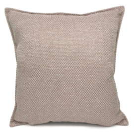 Esperanza Deseo ® kussen - Linnen meubelstof met grote lus - Taupe met zacht roze ± 45x45cm