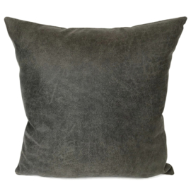 Leatherlook kussen in de kleur donker grijs ± 45x45cm