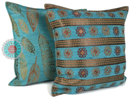 Esperanza Deseo ® kussen - Peru stripes turquoise blauw ± 45x45cm