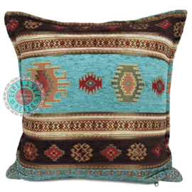 Esperanza Deseo ® kussen - Aztec - turquoise en bruin ± 45x45cm