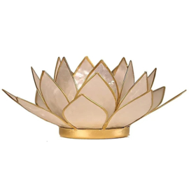 Lotus sfeerlicht – parelmoer met goudrand – 13,5 cm
