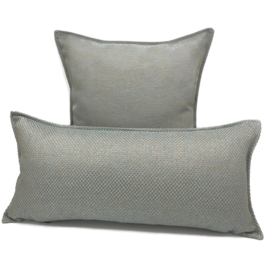 Esperanza Deseo ® kussen - Linnen meubelstof met fijne lus - Taupe met licht turquoise ± 45x45cm