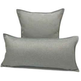Esperanza Deseo ® kussen - Linnen meubelstof met grote lus - Taupe met licht turquoise ± 30x60cm