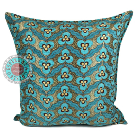 Esperanza Deseo ® vloer/lounge kussen - Pansy flowers, turquoise ± 70x70cm