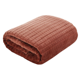 Plaid - fleece brick oranje ruit patroon 200x220cm