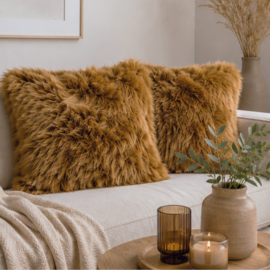 Caramel Cognac oranje - kussen 45x45 cm (inclusief vulling)