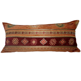 Brick oranje met bordeaux kussen - Aztec ± 30x60cm