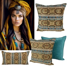 Canvasdoek "Maya oker en turquoise" kies de gewenste maat in het pop-up menu - prijs vanaf: