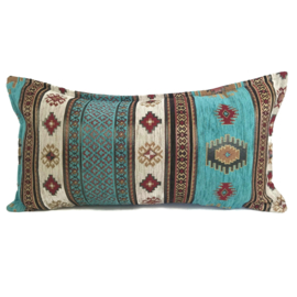 Esperanza Deseo ® kussen - Aztec, turquoise en ivoor ± 30x60cm