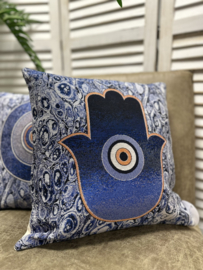 Set van twee kussenhoezen - Gobelin Grieks design Hamsa en Evil-eye - 45x45cm