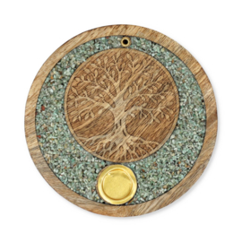 Wierookkegelhouder Tree of life amazoniet mangohout