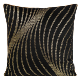 Zwart velvet kussenhoes met gouden print 45x45cm