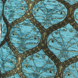 Esperanza Deseo ® kussen - Honingraat turquoise (goud patroon) ± 45x45cm (stofcode CTG)