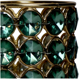 Kaarshouder emerald groen, teal 8x8x9cm