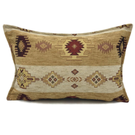 Oker geel en creme kussen - Aztec stripes ± 30x45cm