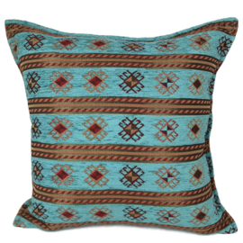 Esperanza Deseo ® kussen - Peru stripes - turquoise blauw groen ± 45x45cm