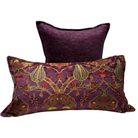 Esperanza Deseo ® kussen - Aubergine, plum paars flowers ± 30x60cm