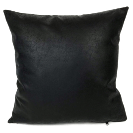 Leatherlook kussen in de kleur zwart ± 45x45cm